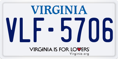 VA license plate VLF5706
