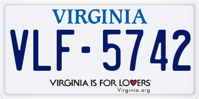 VA license plate VLF5742