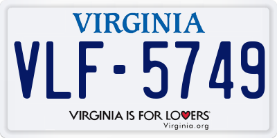 VA license plate VLF5749