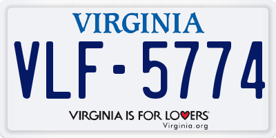 VA license plate VLF5774