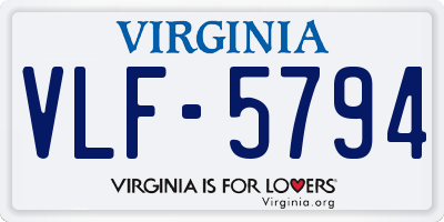 VA license plate VLF5794