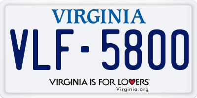 VA license plate VLF5800