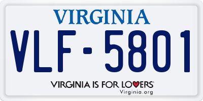 VA license plate VLF5801