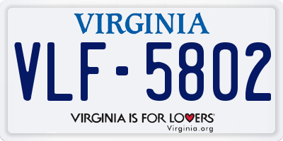 VA license plate VLF5802