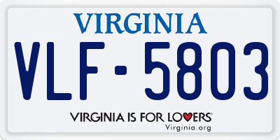 VA license plate VLF5803