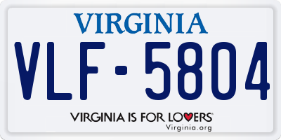 VA license plate VLF5804