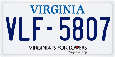 VA license plate VLF5807