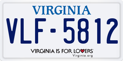 VA license plate VLF5812