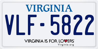 VA license plate VLF5822