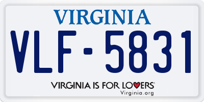 VA license plate VLF5831