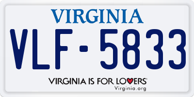 VA license plate VLF5833