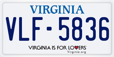VA license plate VLF5836