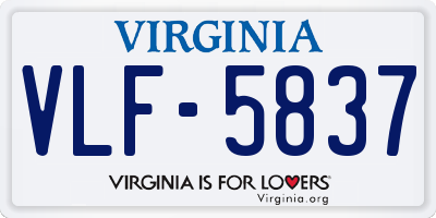 VA license plate VLF5837