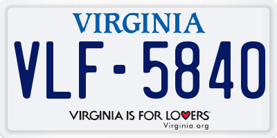 VA license plate VLF5840