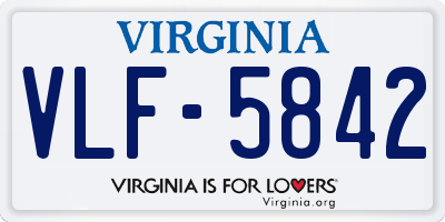 VA license plate VLF5842