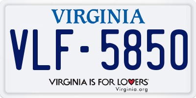 VA license plate VLF5850