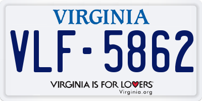 VA license plate VLF5862
