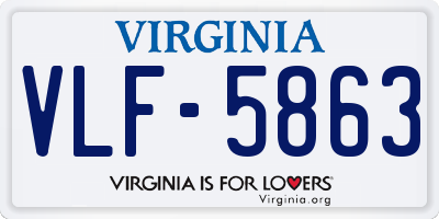 VA license plate VLF5863