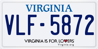 VA license plate VLF5872