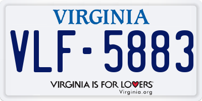 VA license plate VLF5883