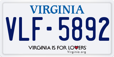 VA license plate VLF5892