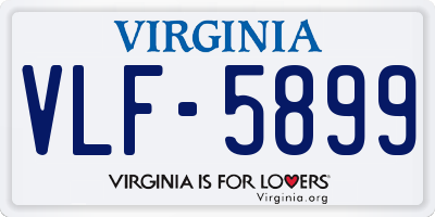 VA license plate VLF5899