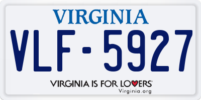 VA license plate VLF5927