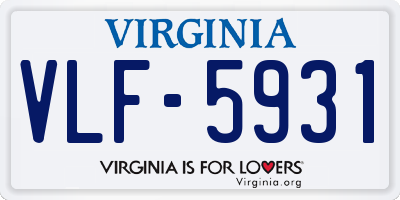VA license plate VLF5931