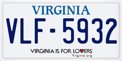 VA license plate VLF5932