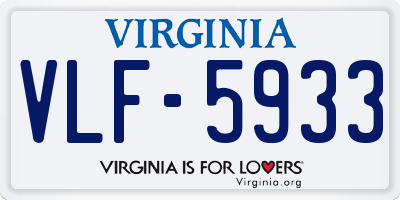 VA license plate VLF5933