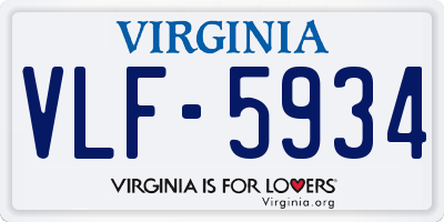 VA license plate VLF5934
