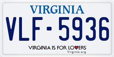VA license plate VLF5936