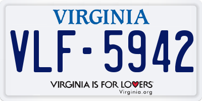 VA license plate VLF5942