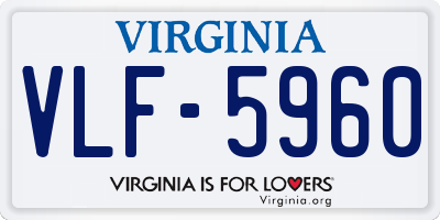 VA license plate VLF5960