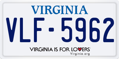 VA license plate VLF5962
