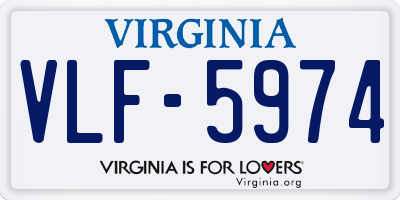 VA license plate VLF5974