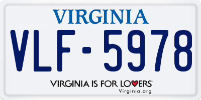 VA license plate VLF5978