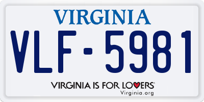 VA license plate VLF5981