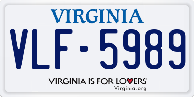 VA license plate VLF5989