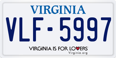VA license plate VLF5997