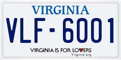 VA license plate VLF6001