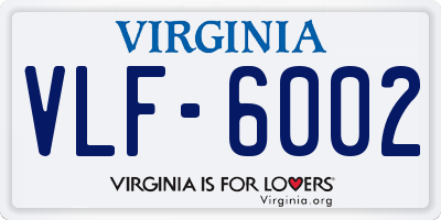 VA license plate VLF6002