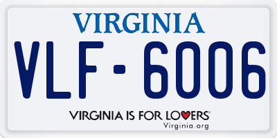 VA license plate VLF6006