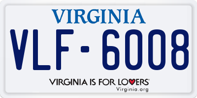 VA license plate VLF6008