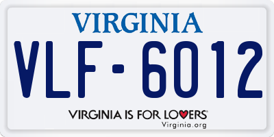 VA license plate VLF6012