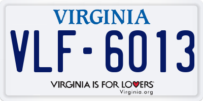 VA license plate VLF6013
