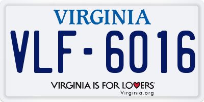 VA license plate VLF6016