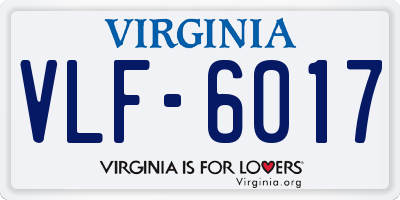 VA license plate VLF6017