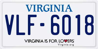 VA license plate VLF6018
