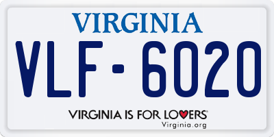 VA license plate VLF6020